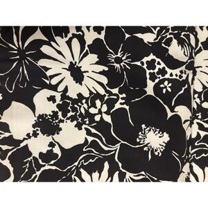 Cotton Fabric Black and White New 44x96 1-2 Yards Flowers Leaves